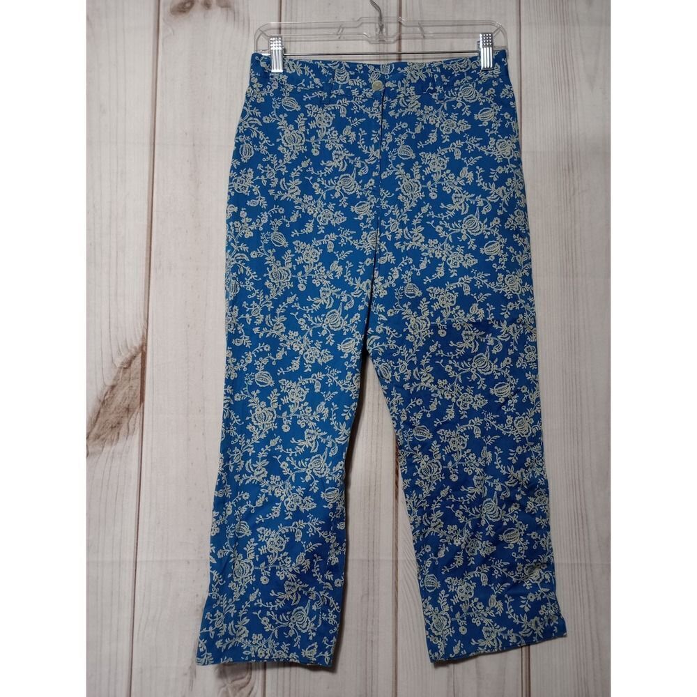 Ralph Lauren Pants Ladies 4‎ Capri Blue White Floral